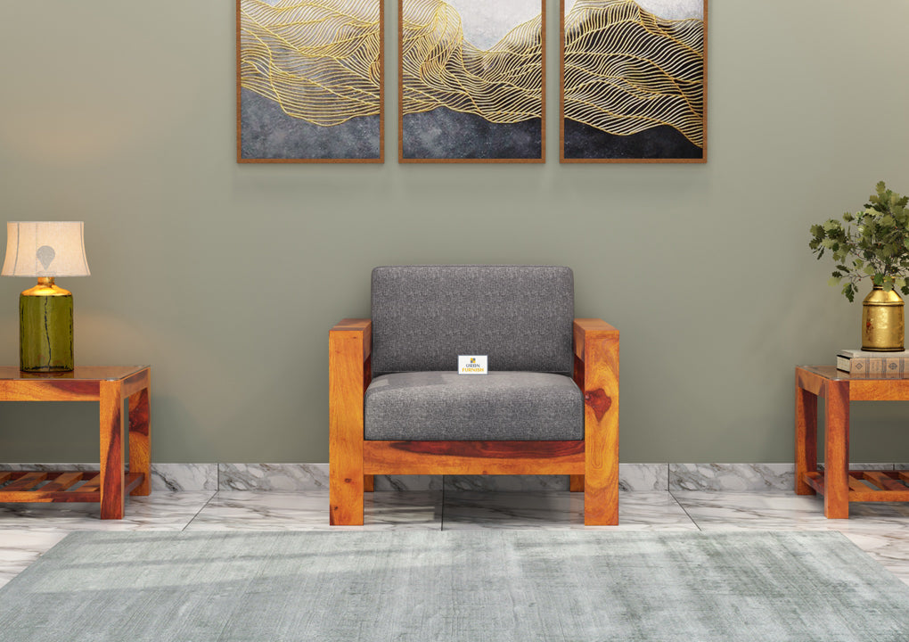 Carlotta With Side Magazine Wooden 3+1+1 Sofa Set - Urbnfurnish