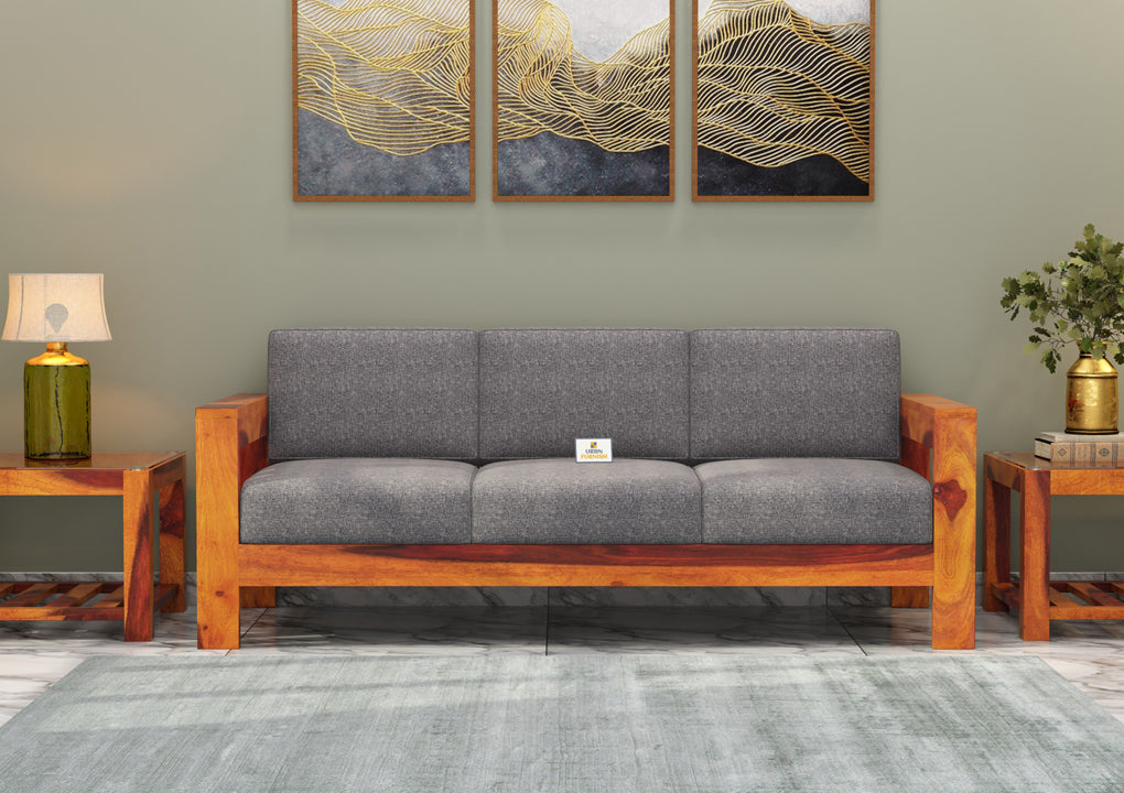 Carlotta With Side Magazine Wooden 3+1+1 Sofa Set - Urbnfurnish