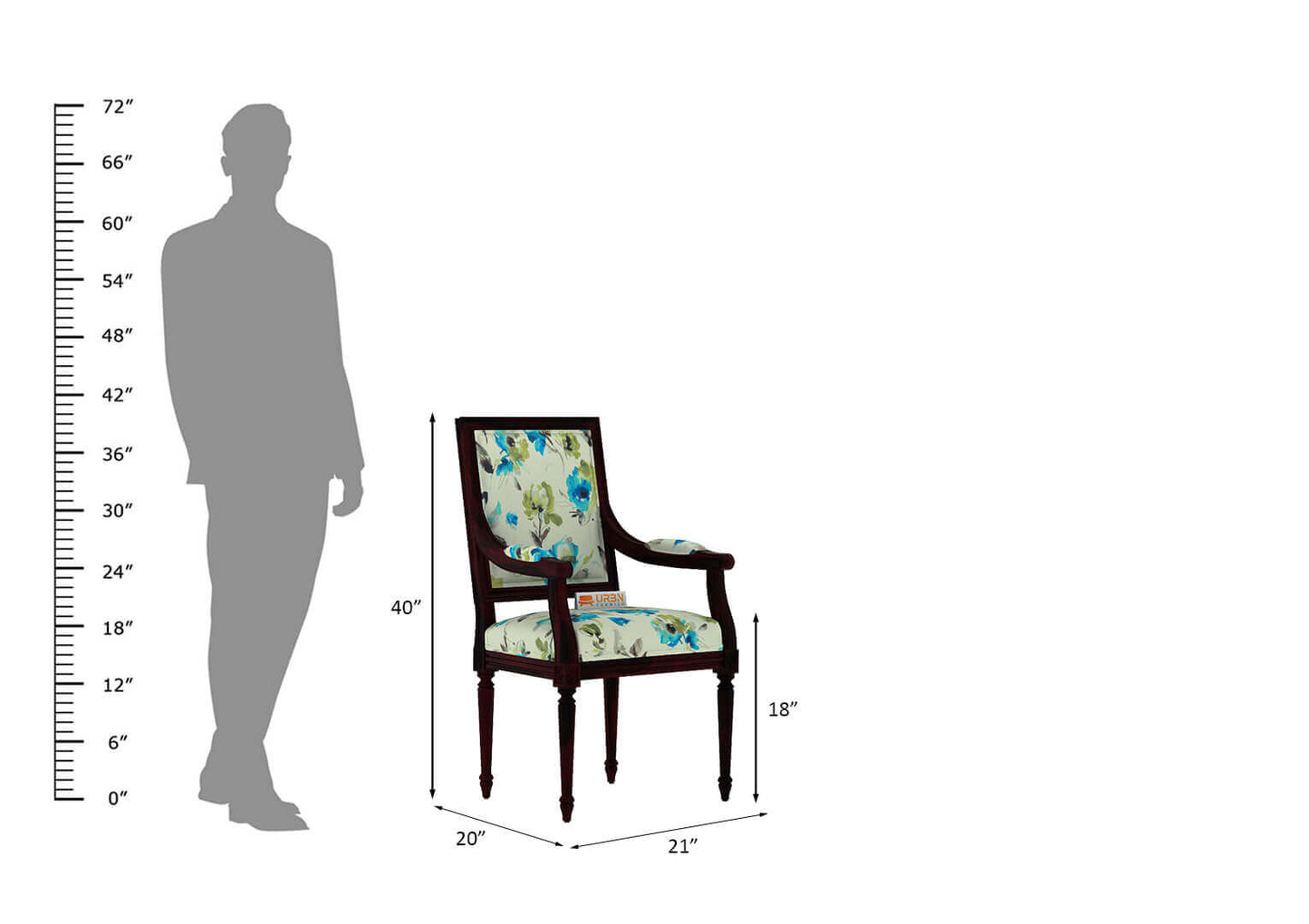 Adelvia Arm Chair (Printed Fabric) - Urbnfurnish