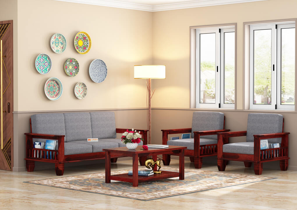 Angelic Wooden 3+1+1 Sofa Set - Urbnfurnish
