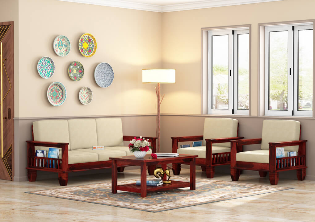 Angelic Wooden 3+1+1 Sofa Set - Urbnfurnish