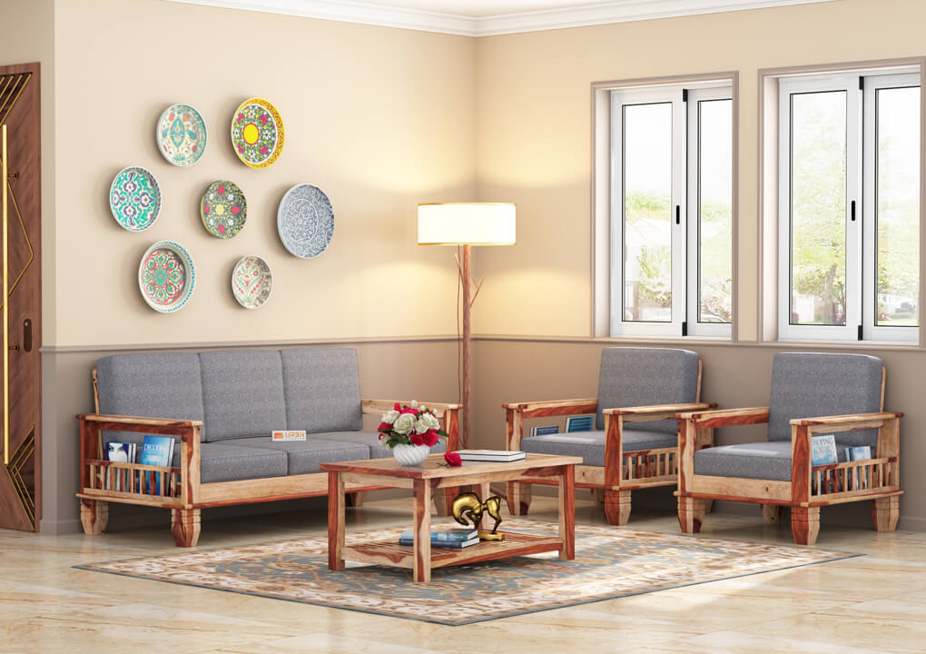 Angelic Wooden 3+1+1 Sofa Set - Urbnfurnish