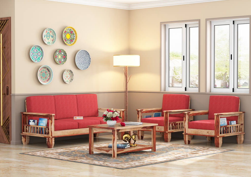 Angelic Wooden 3+1+1 Sofa Set - Urbnfurnish
