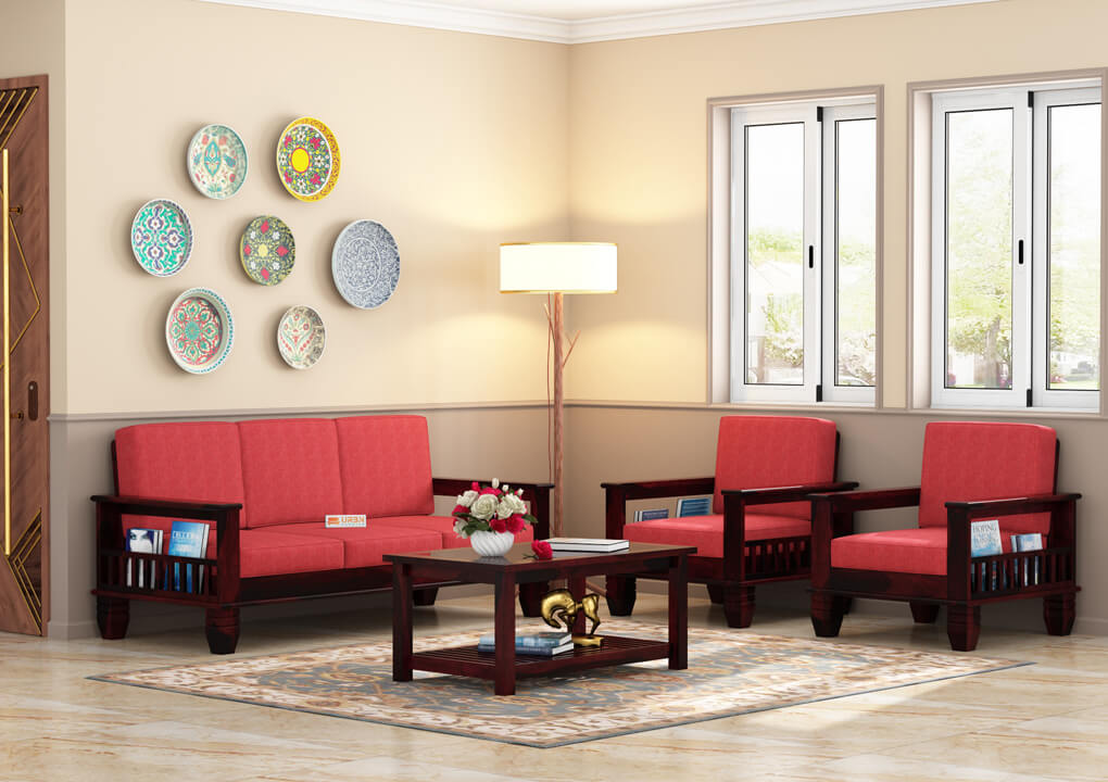 Angelic Wooden 3+1+1 Sofa Set - Urbnfurnish