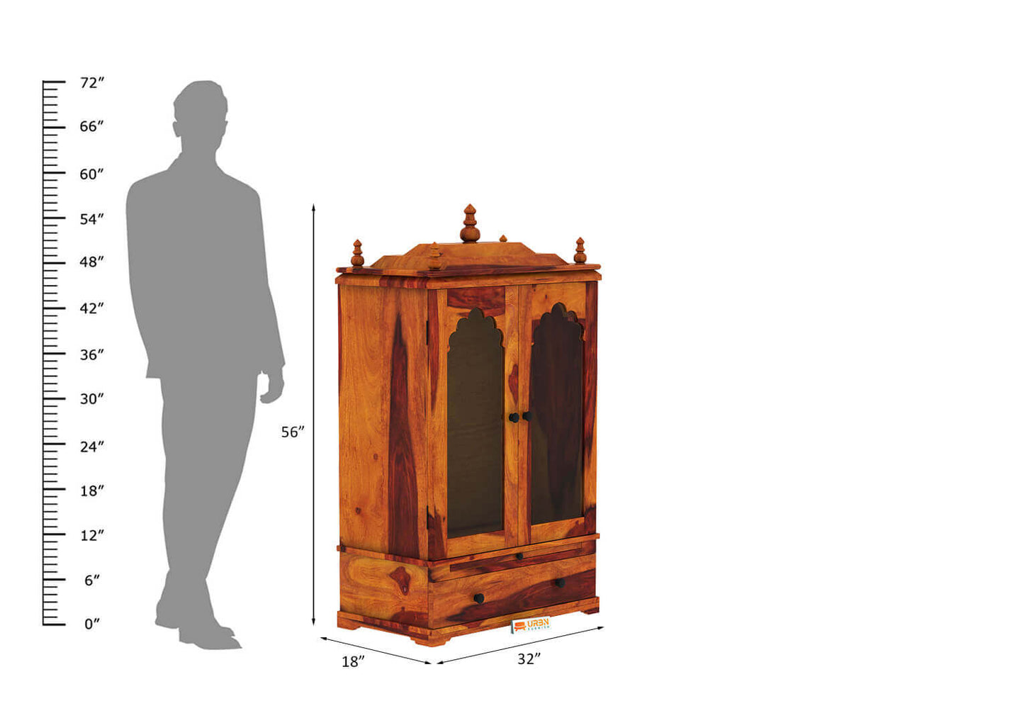 Carvings Home Temple (Honey Finish) - Urbnfurnish