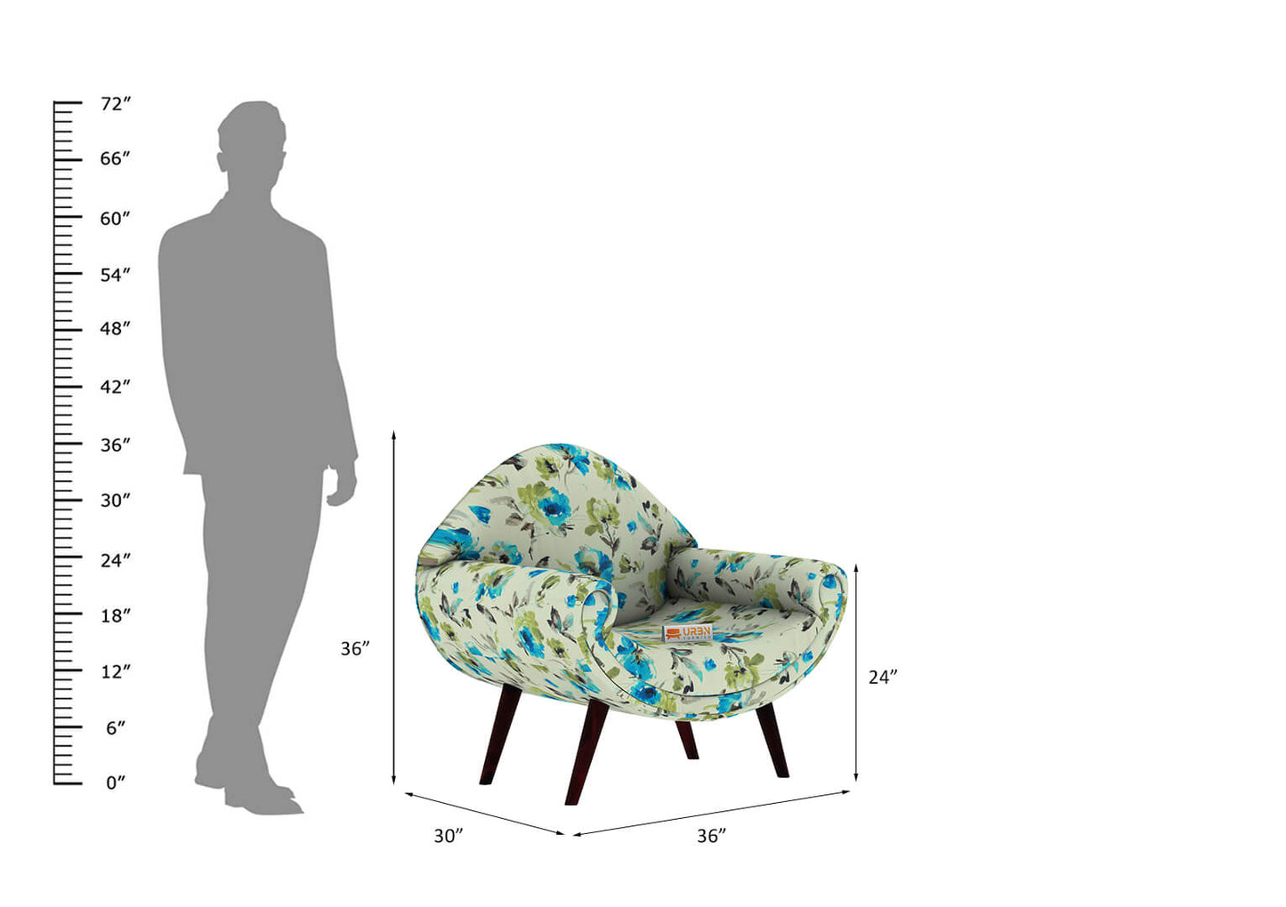 Cizre Lounge Chair (Printed Fabric) - Urbnfurnish