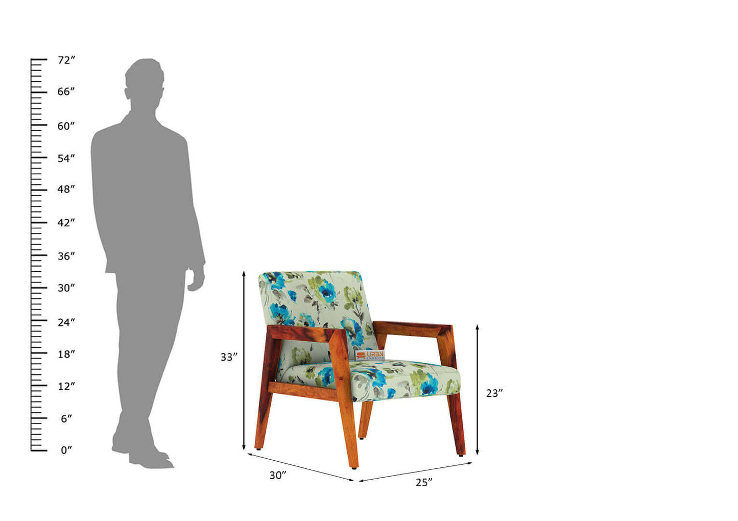 Crister Arm Chair (Printed Fabric) - Urbnfurnish