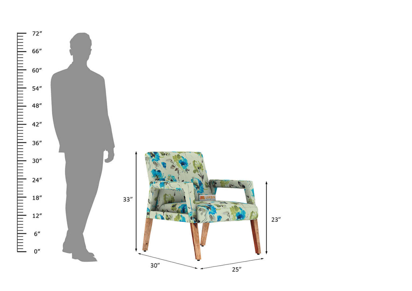 Crister Arm Chair with Cushion Arm (Printed Fabric) - Urbnfurnish