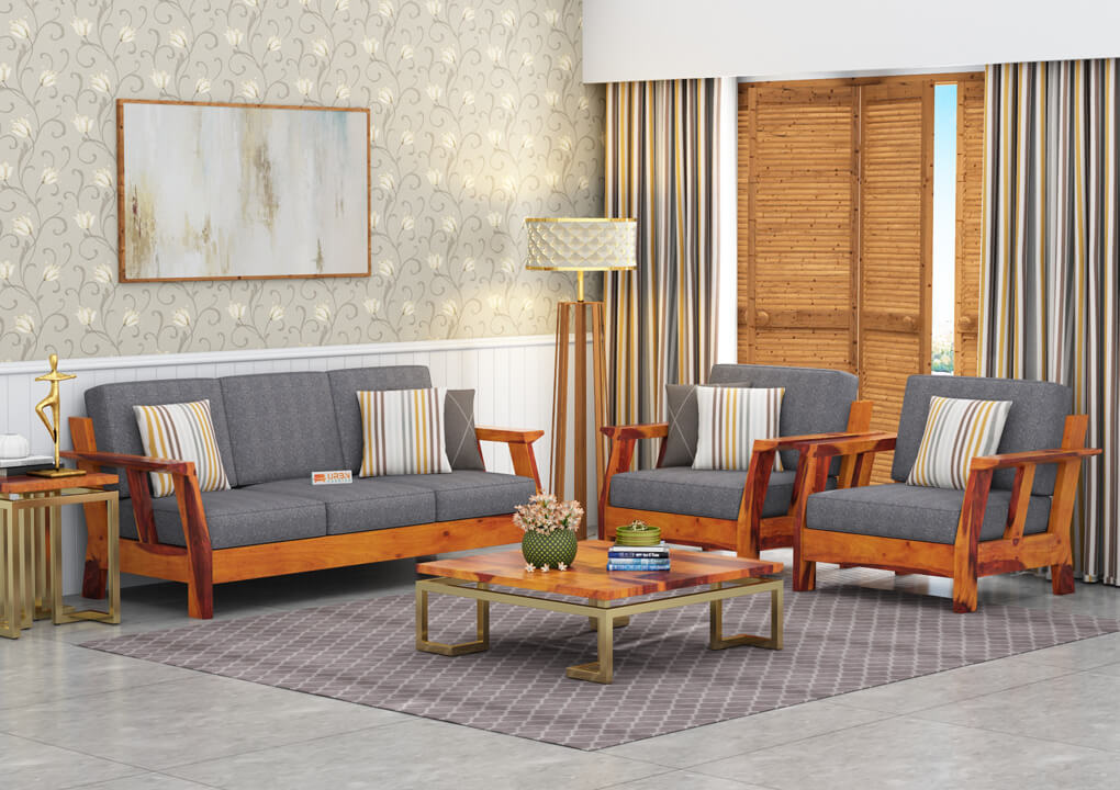 Edkin Wooden 3+1+1 Sofa Set - Urbnfurnish