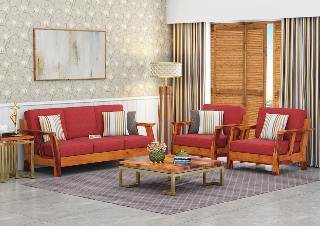 Edkin Wooden 3+1+1 Sofa Set - Urbnfurnish