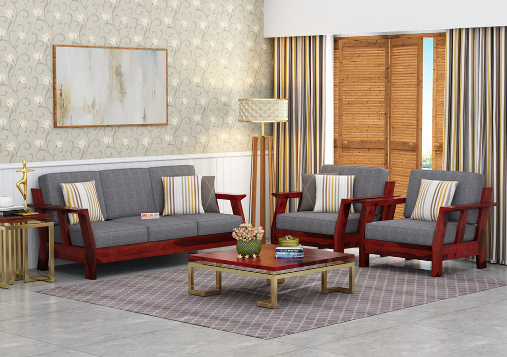 Edkin Wooden 3+1+1 Sofa Set - Urbnfurnish