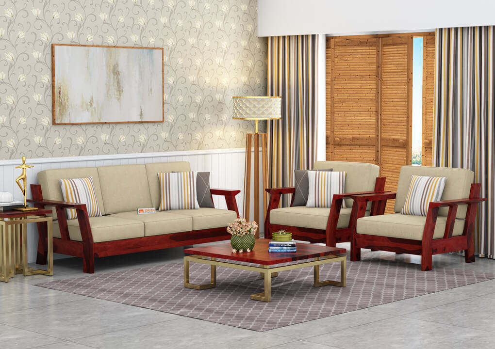 Edkin Wooden 3+1+1 Sofa Set - Urbnfurnish