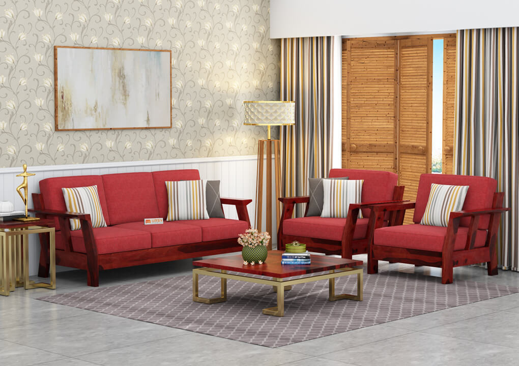 Edkin Wooden 3+1+1 Sofa Set - Urbnfurnish