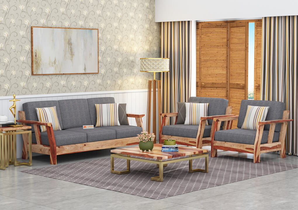 Edkin Wooden 3+1+1 Sofa Set - Urbnfurnish