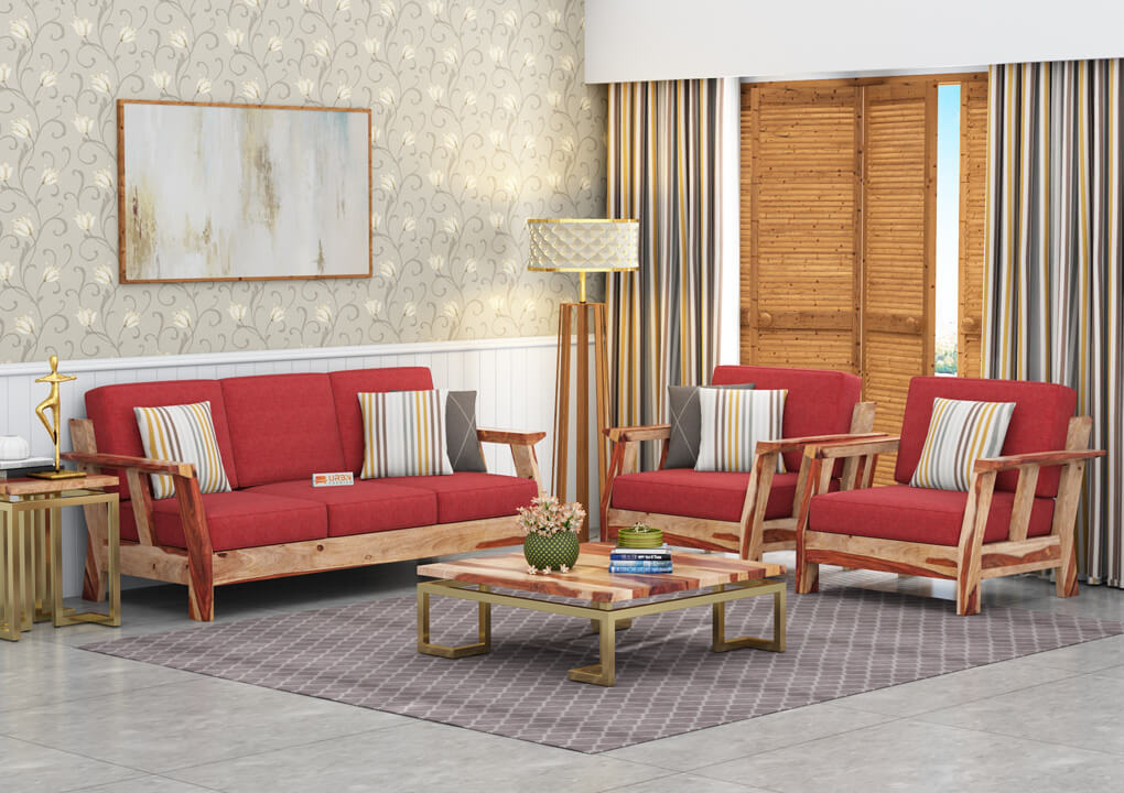 Edkin Wooden 3+1+1 Sofa Set - Urbnfurnish