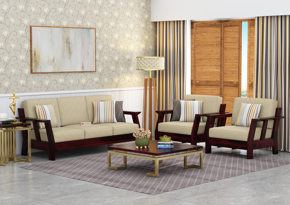 Edkin Wooden 3+1+1 Sofa Set - Urbnfurnish