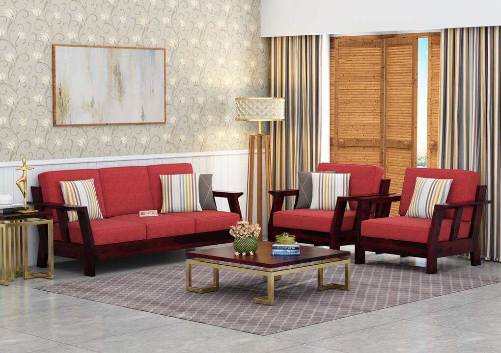 Edkin Wooden 3+1+1 Sofa Set - Urbnfurnish