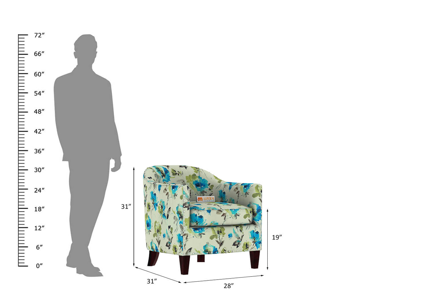 Emira Lounge Chair (Printed Fabric) - Urbnfurnish