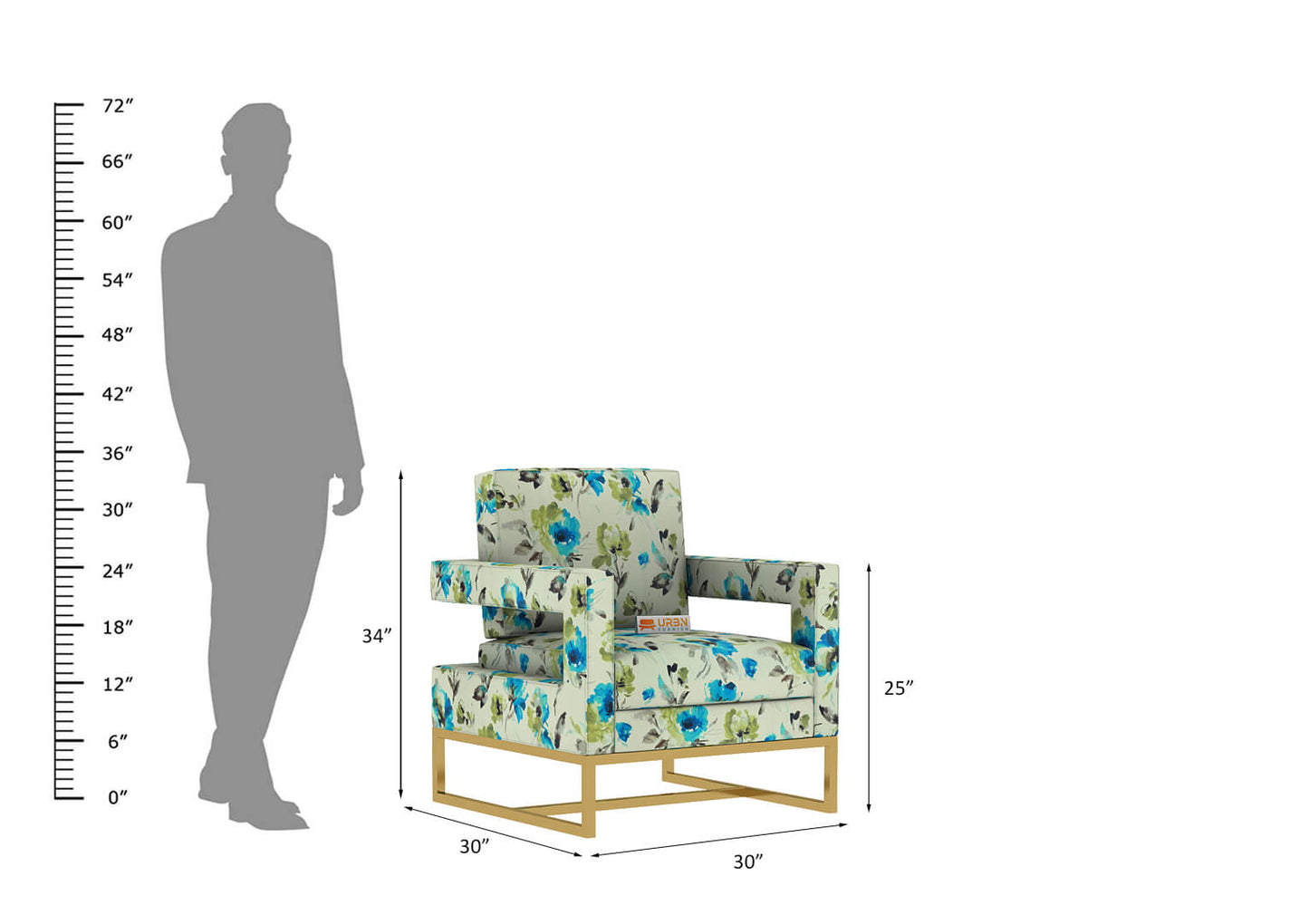 Pecos Wingback Chair (Printed Fabric) - Urbnfurnish