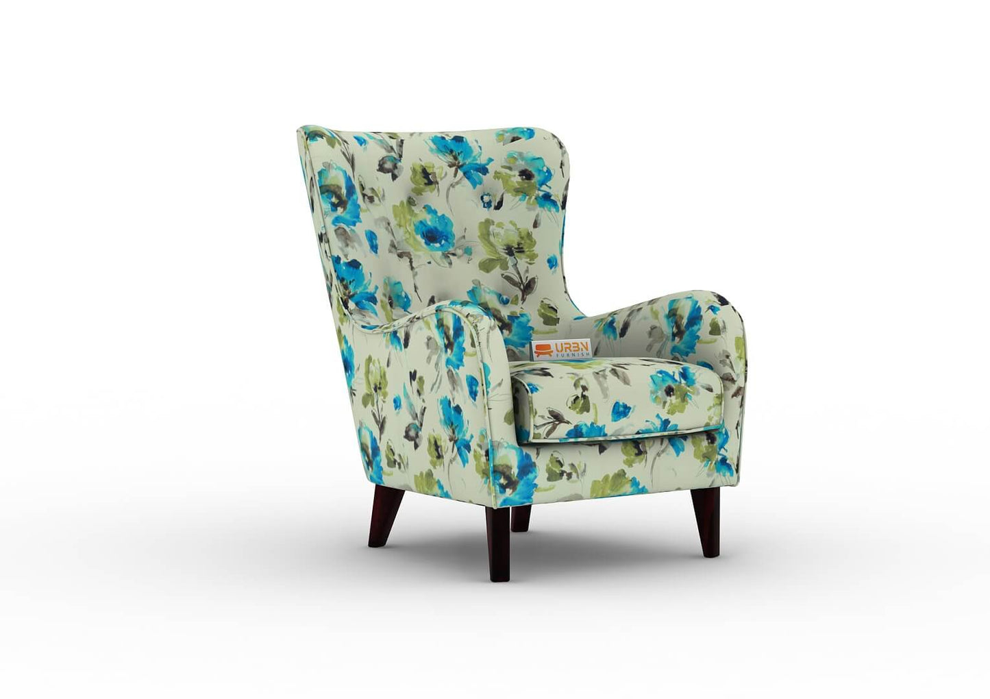 Erica Wingback Chair (Printed Fabric) - Urbnfurnish