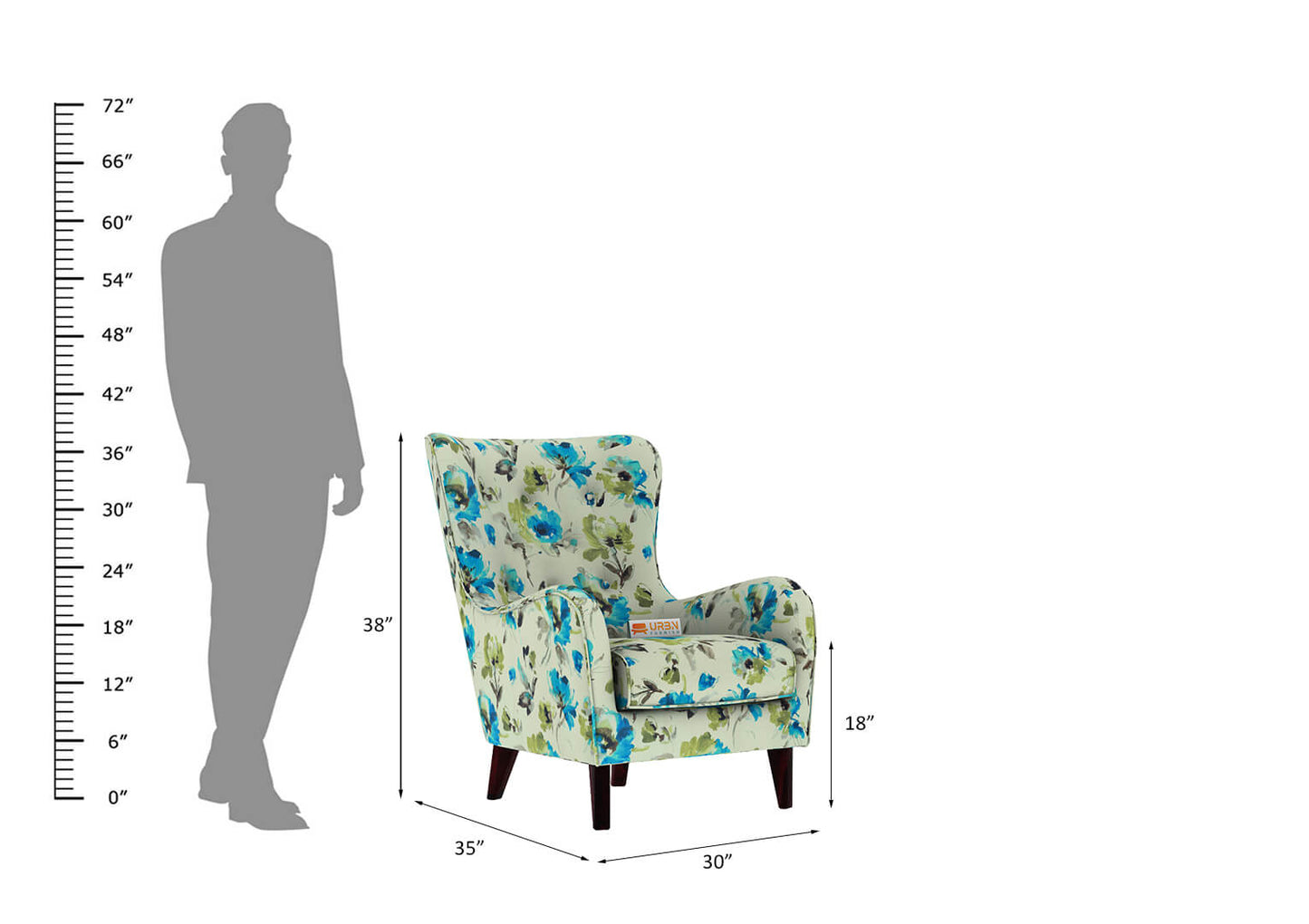 Erica Wingback Chair (Printed Fabric) - Urbnfurnish