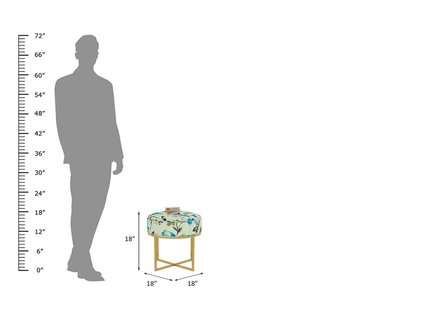 Grija Stool (Printed Fabric) - Urbnfurnish