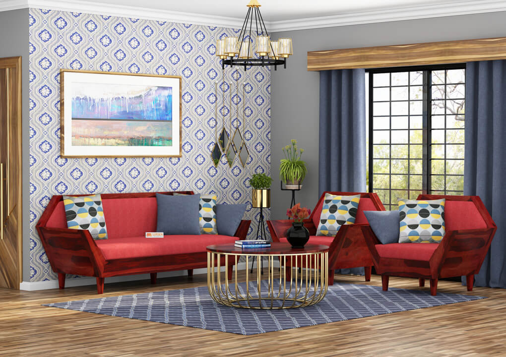 Jones Wooden 3+1+1 Sofa Set - Urbnfurnish