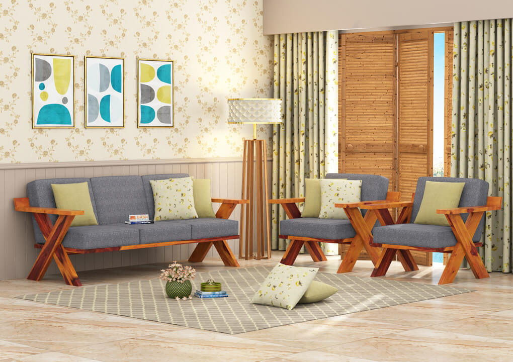 Smith Wooden 3+1+1 Sofa Set - Urbnfurnish