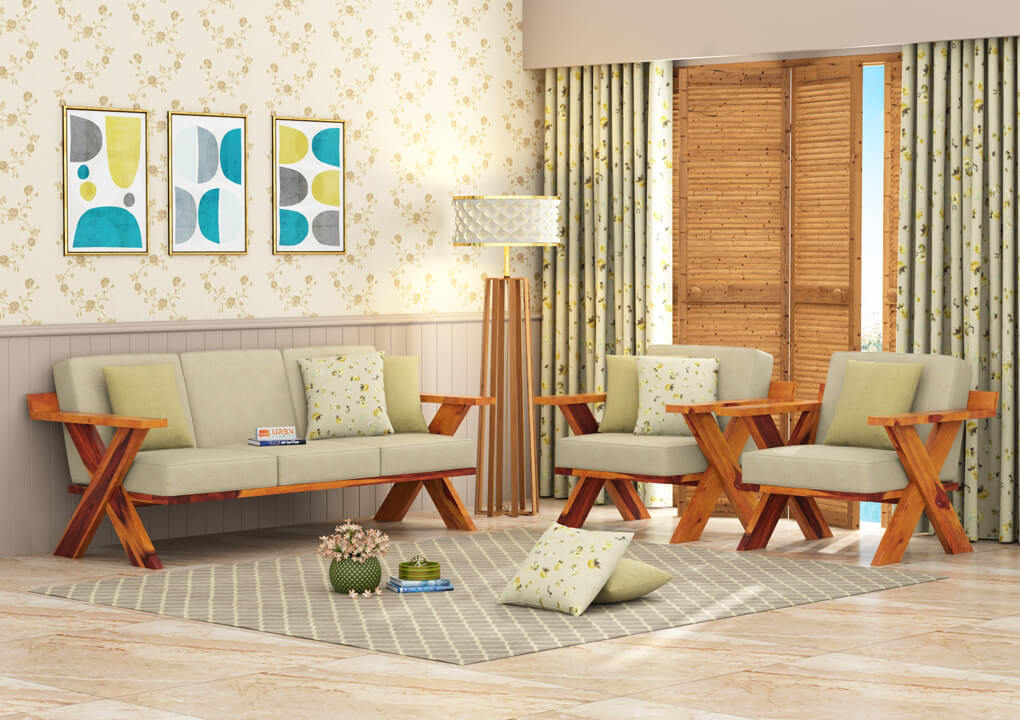 Smith Wooden 3+1+1 Sofa Set - Urbnfurnish
