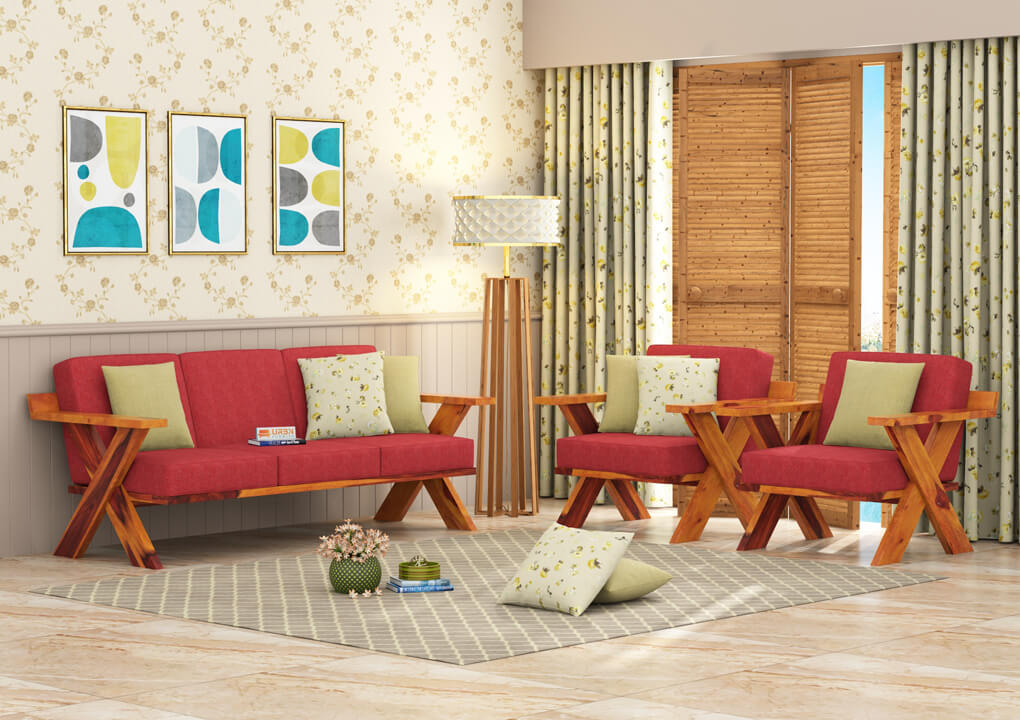 Smith Wooden 3+1+1 Sofa Set - Urbnfurnish