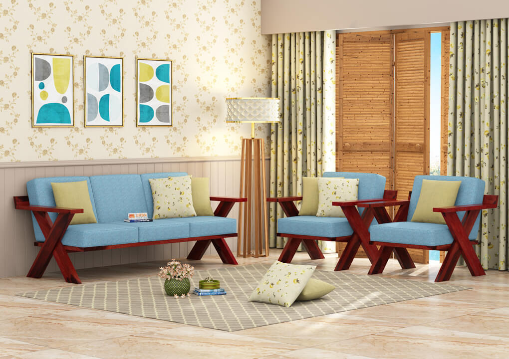 Smith Wooden 3+1+1 Sofa Set - Urbnfurnish