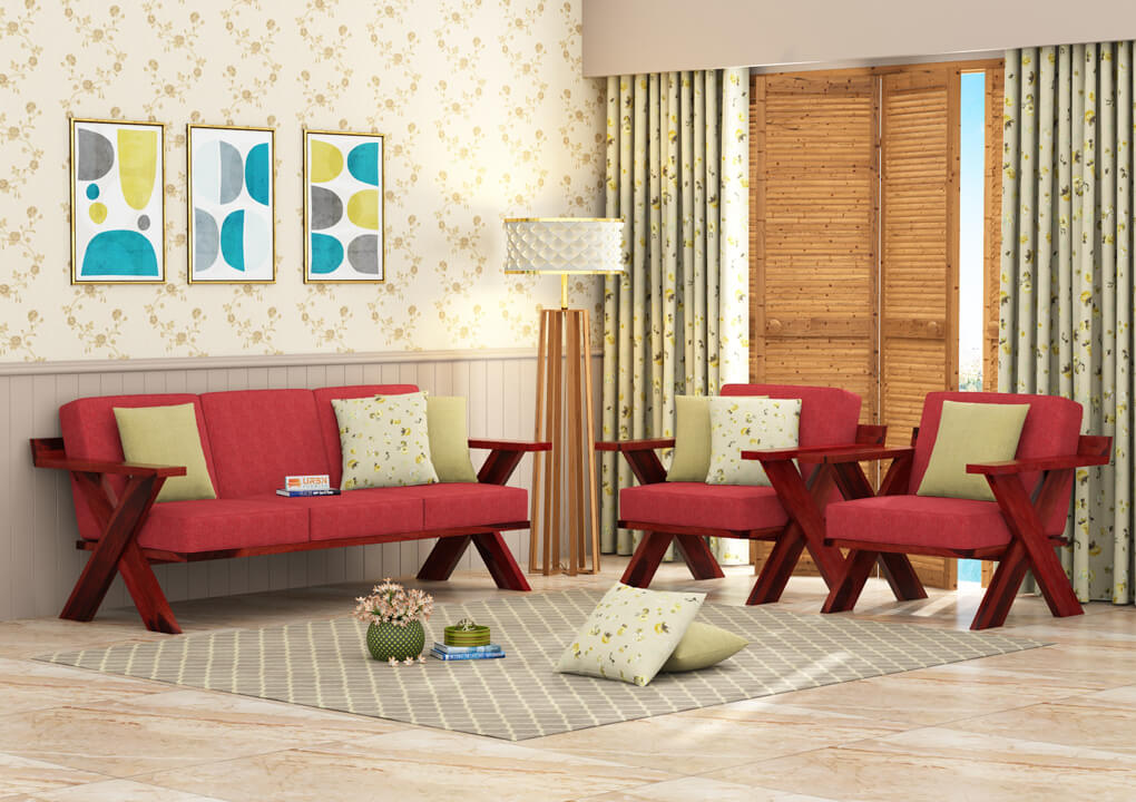 Smith Wooden 3+1+1 Sofa Set - Urbnfurnish