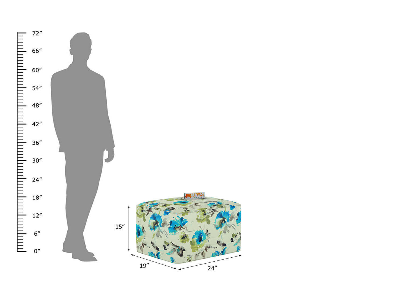 Maive Pouffe (Printed Fabric) - Urbnfurnish