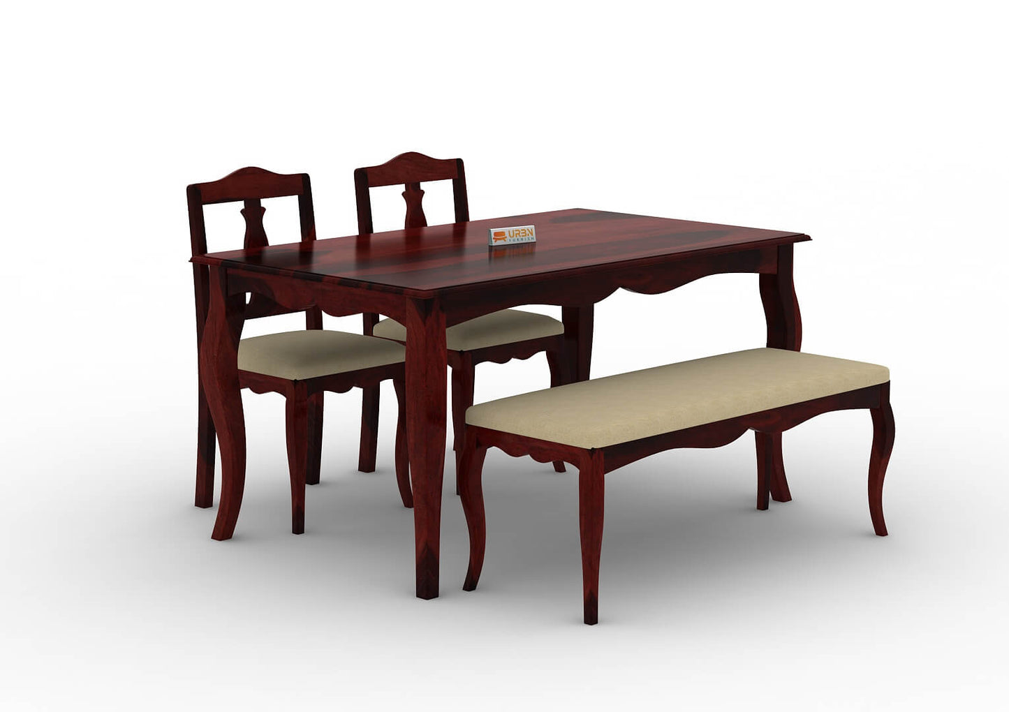 Mehavi-4-Seater-Dining-Set-With-Bench-Cushioned-Mahogany-Ivory_3