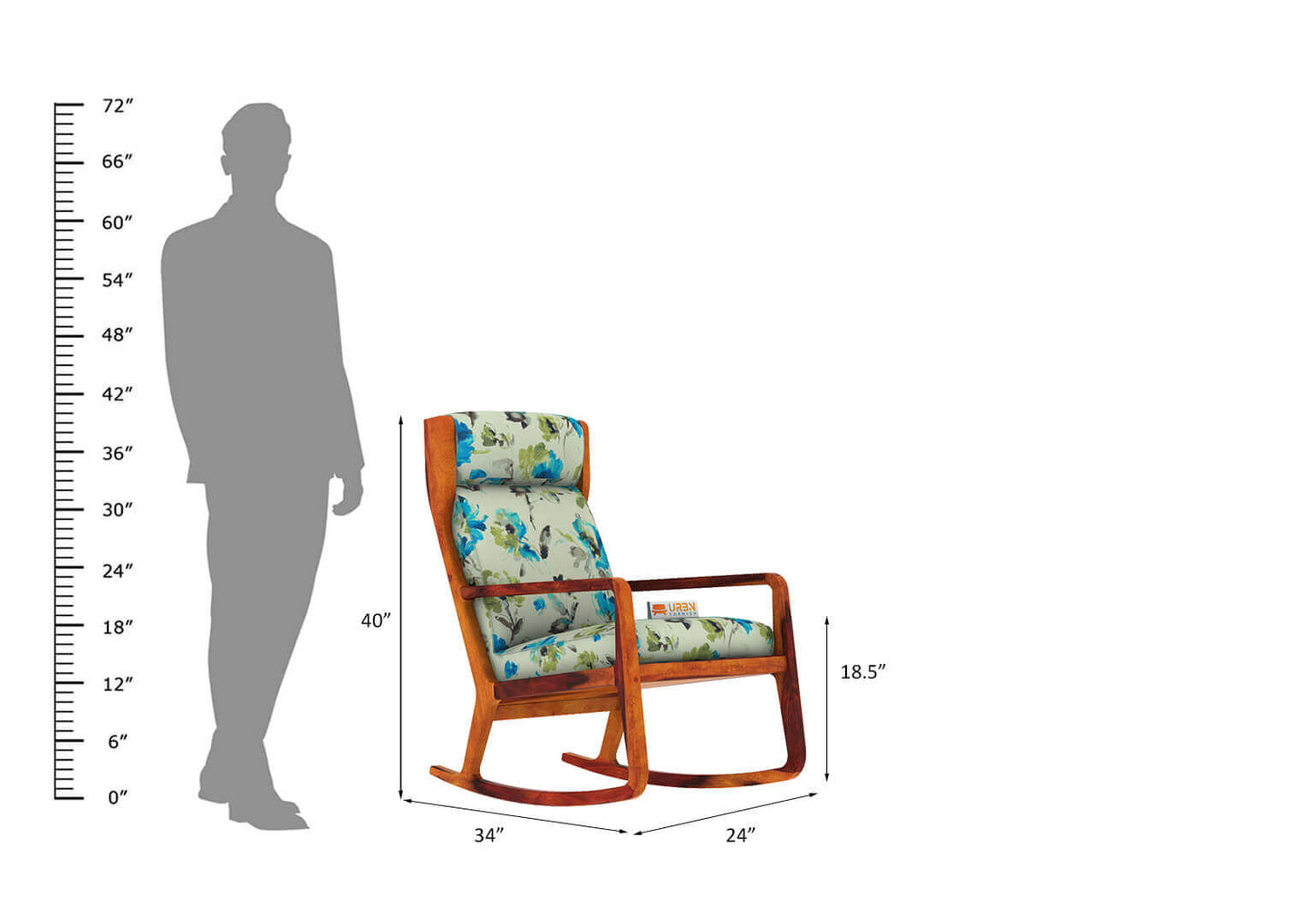 Metanoia Rocking Chair (Printed Fabric) - Urbnfurnish