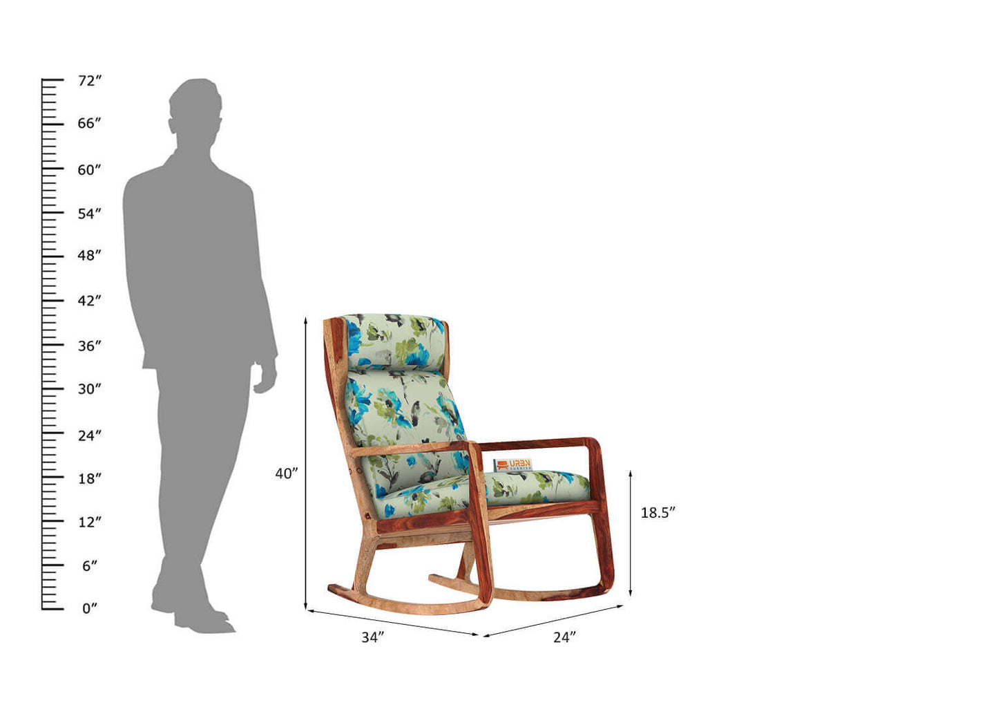 Metanoia Rocking Chair (Printed Fabric) - Urbnfurnish