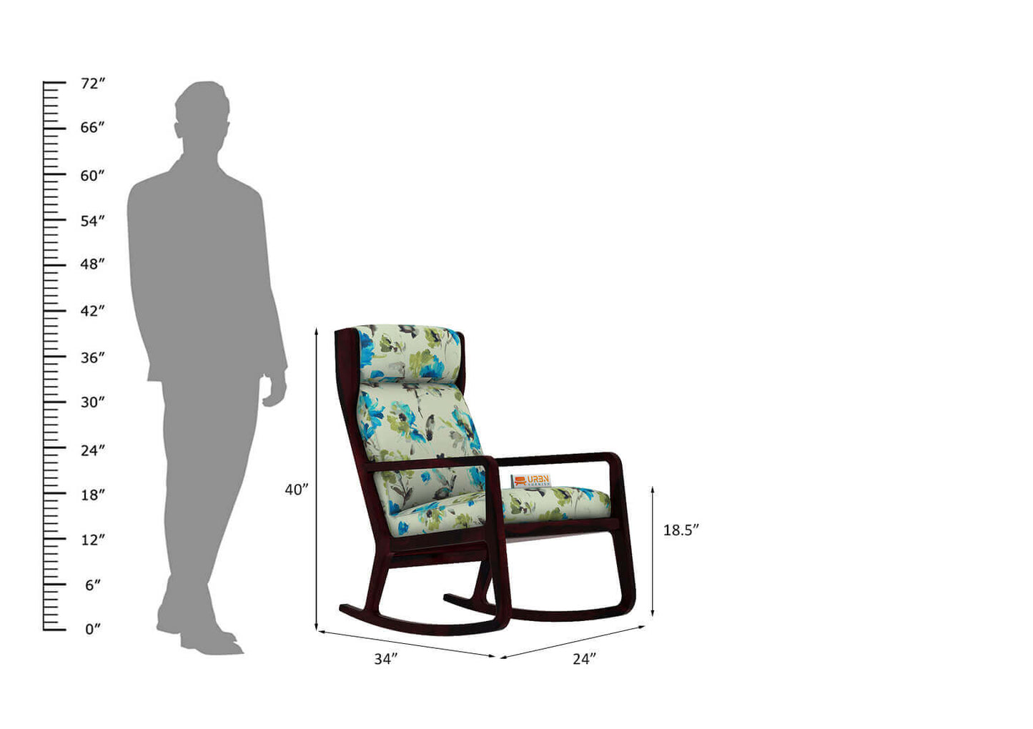 Metanoia Rocking Chair (Printed Fabric) - Urbnfurnish