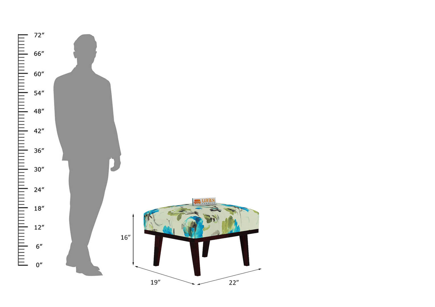 Oueme Lounge Chair With Stool (Printed Fabric) - Urbnfurnish