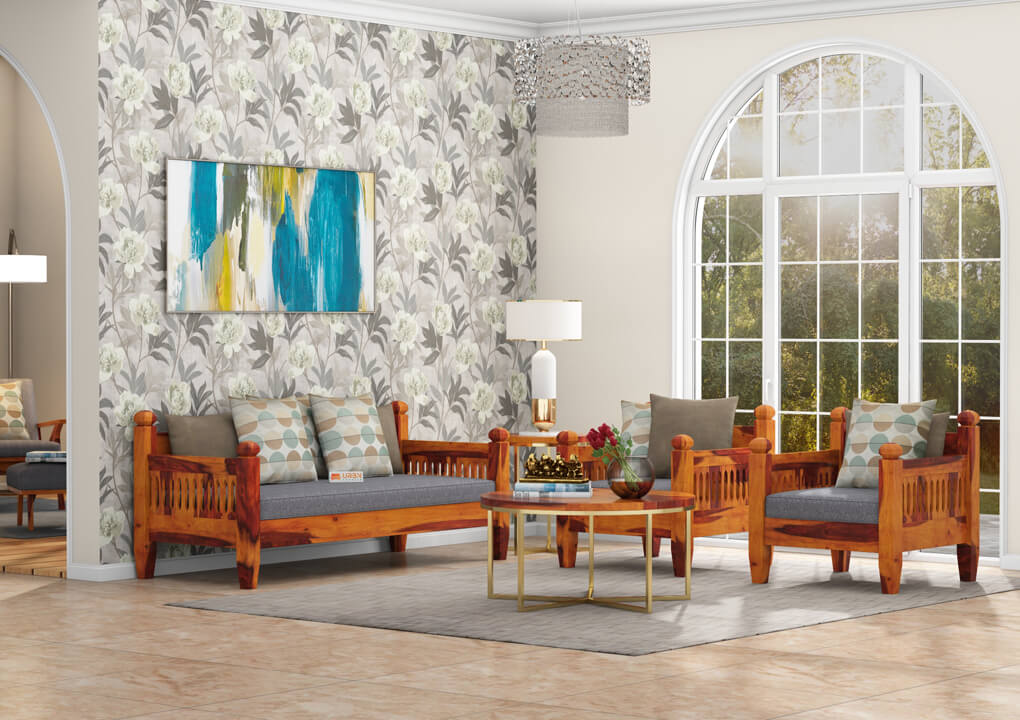 Ruby Wooden 3+1+1 Sofa Set - Urbnfurnish