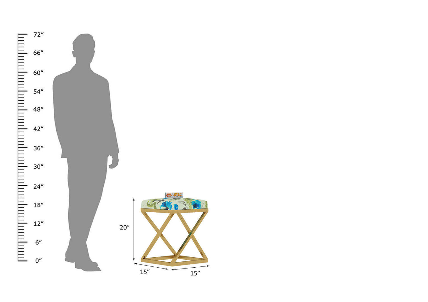 Sreha Stool (Printed Fabric) - Urbnfurnish