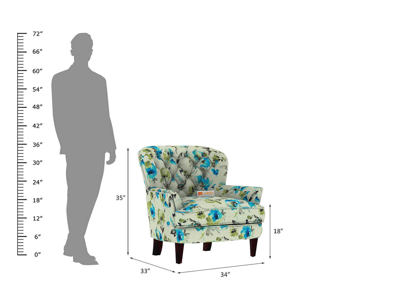 Syial Lounge Chair (Printed Fabric) - Urbnfurnish