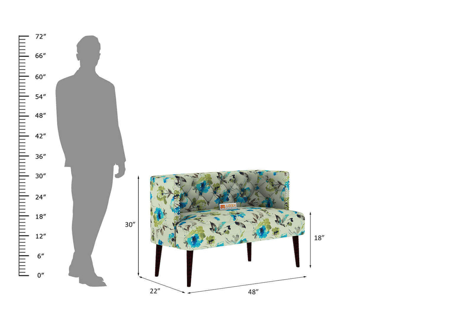 Turtledove Love Seat (Printed Fabric) - Urbnfurnish