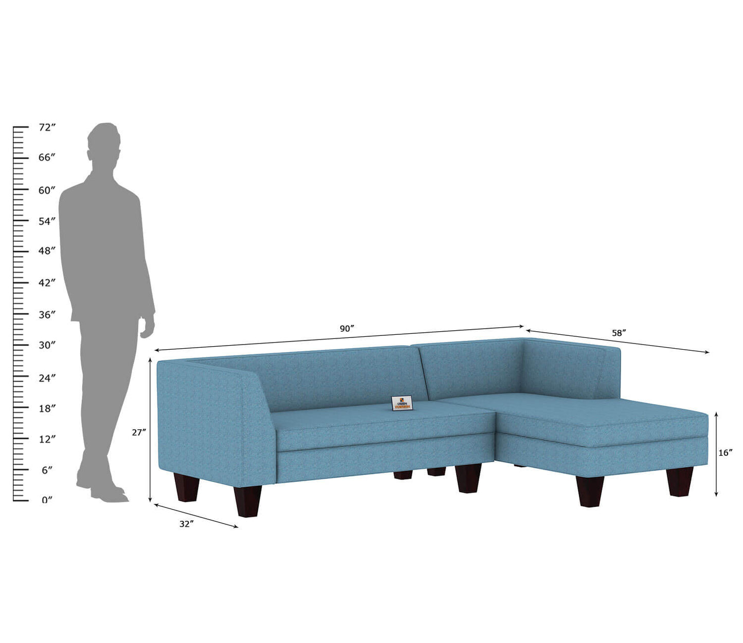 Dorian L Shape Right Aligned Sofa - Urbnfurnish