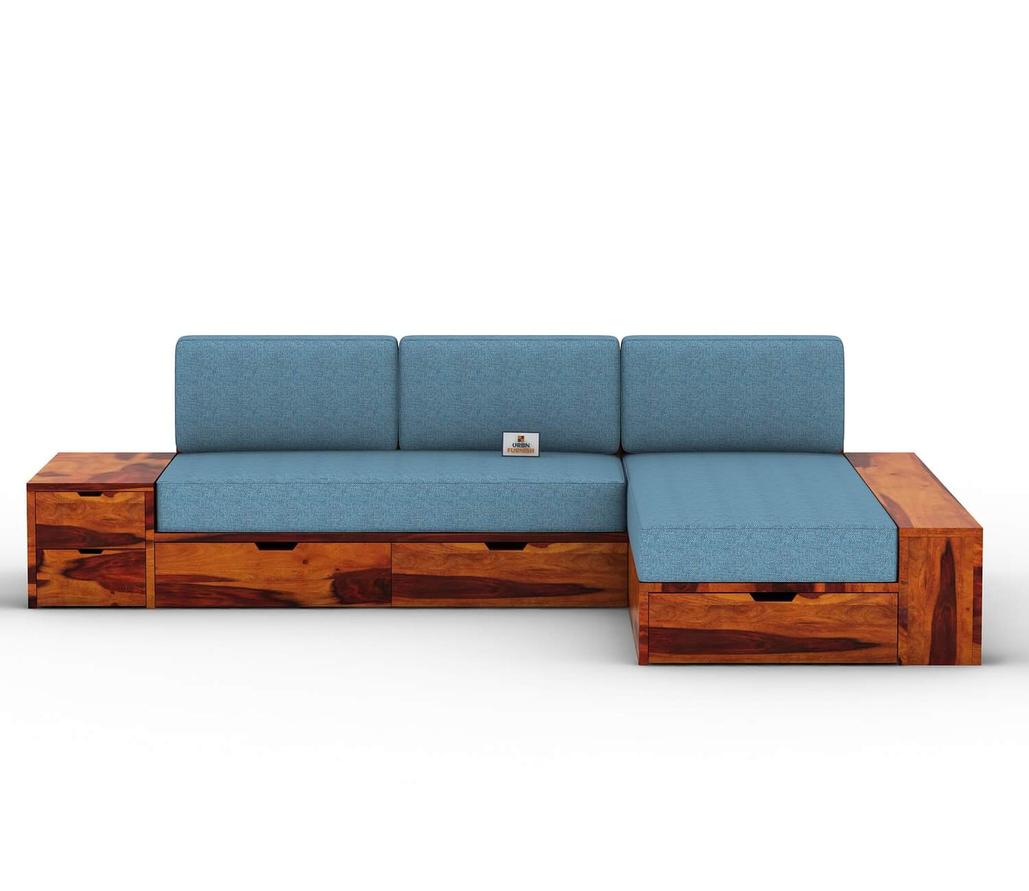 Respiro L Shape Wooden Sofa With Storage - Urbnfurnish