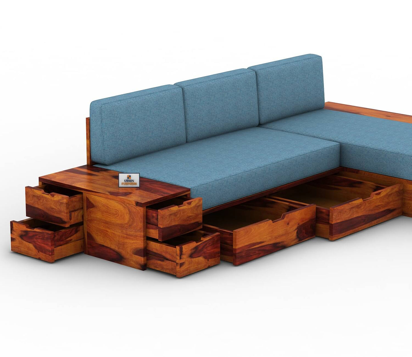 Respiro L Shape Wooden Sofa With Storage - Urbnfurnish