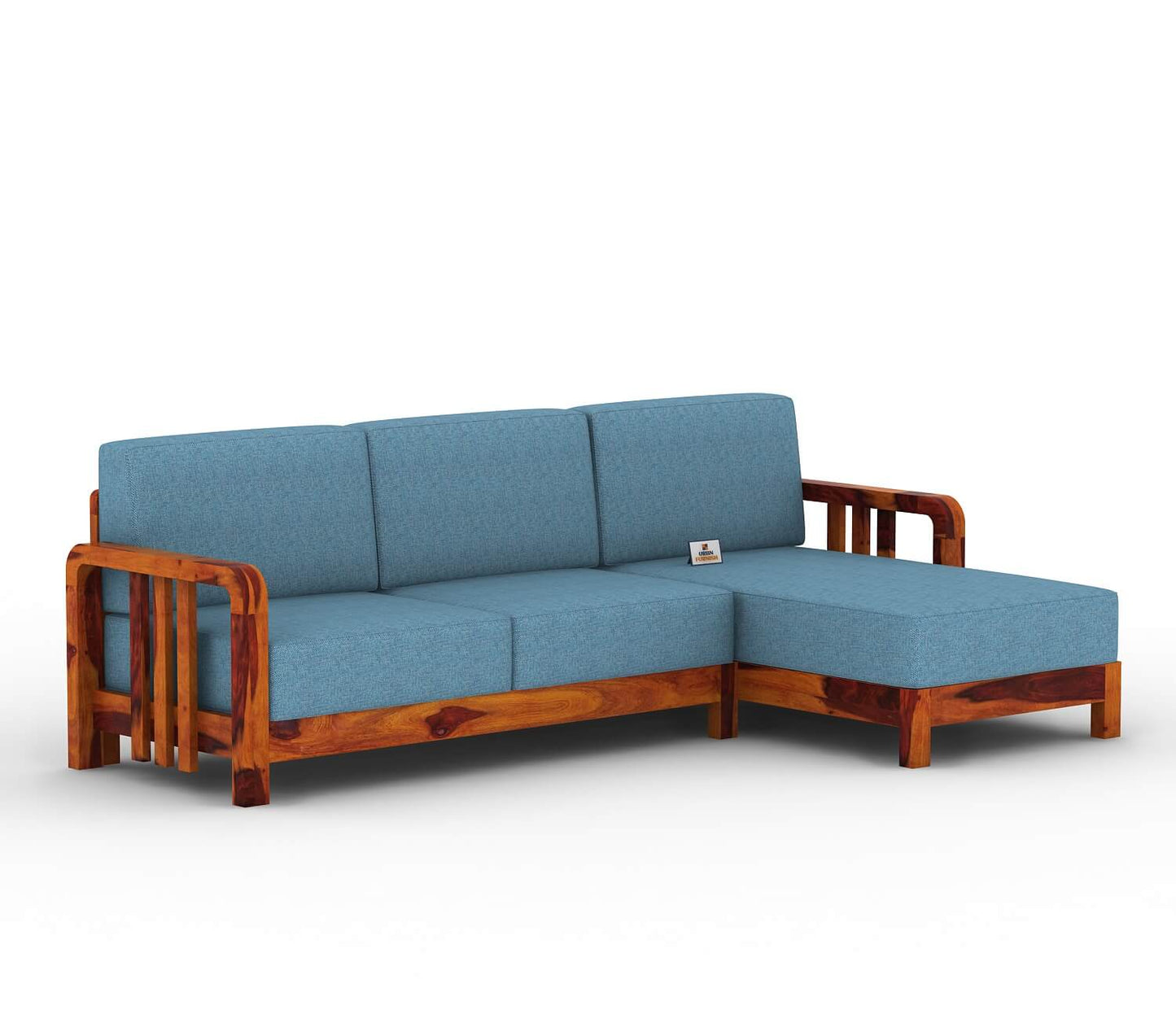Icaro L Shape Right Aligned Wooden Sofa - Urbnfurnish