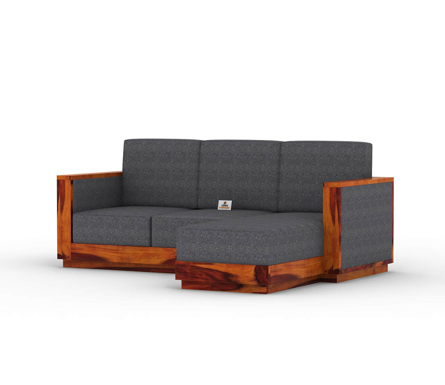 Lago L Shape Right Aligned Wooden Sofa - Urbnfurnish