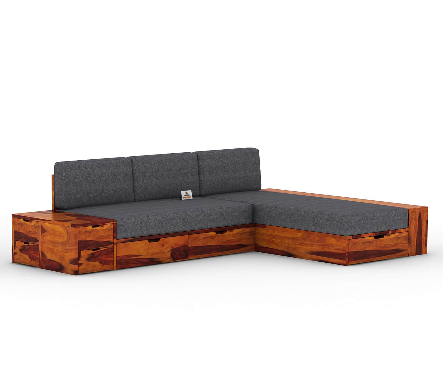 Respiro L Shape Wooden Sofa With Storage - Urbnfurnish