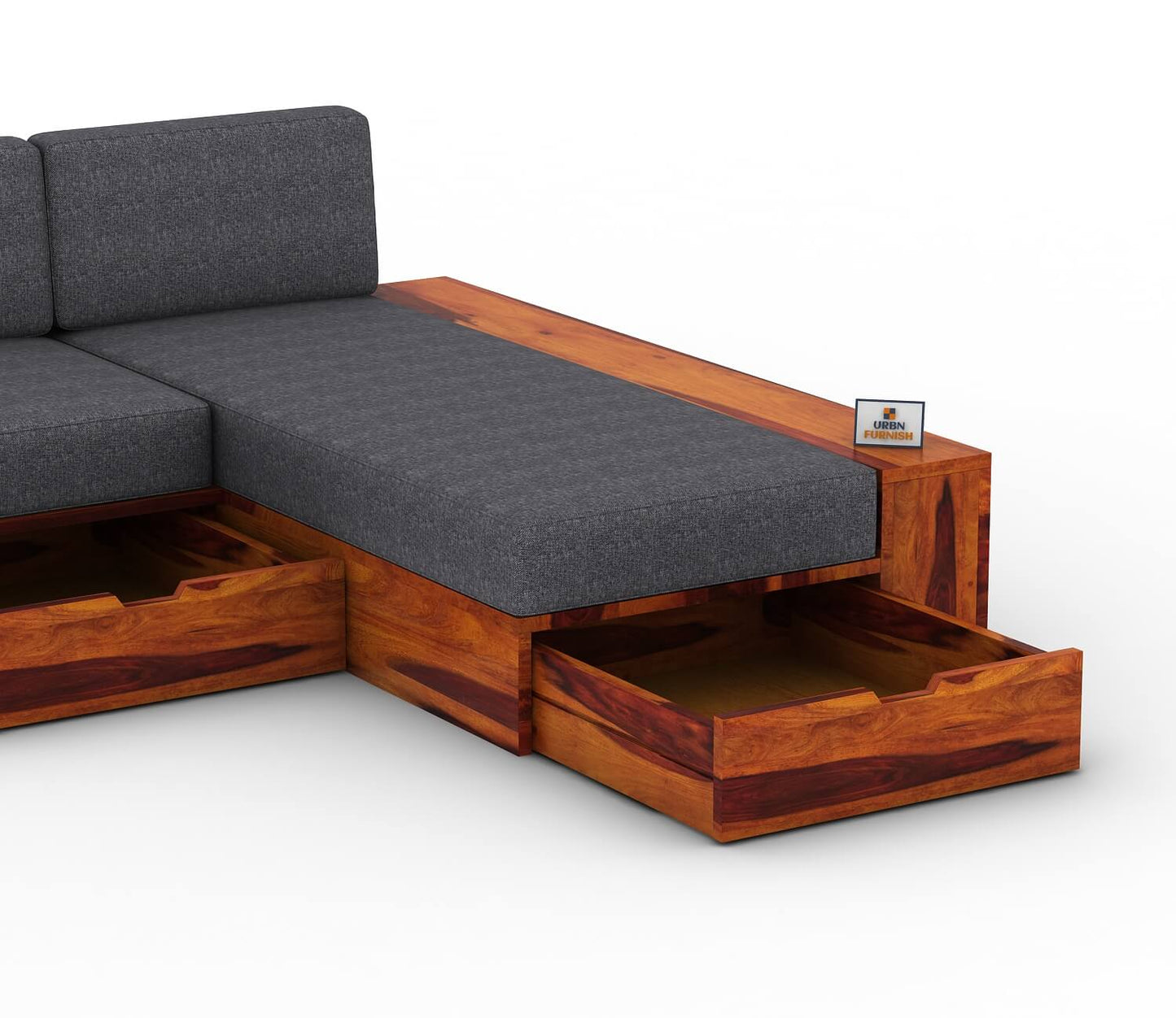 Respiro L Shape Wooden Sofa With Storage - Urbnfurnish