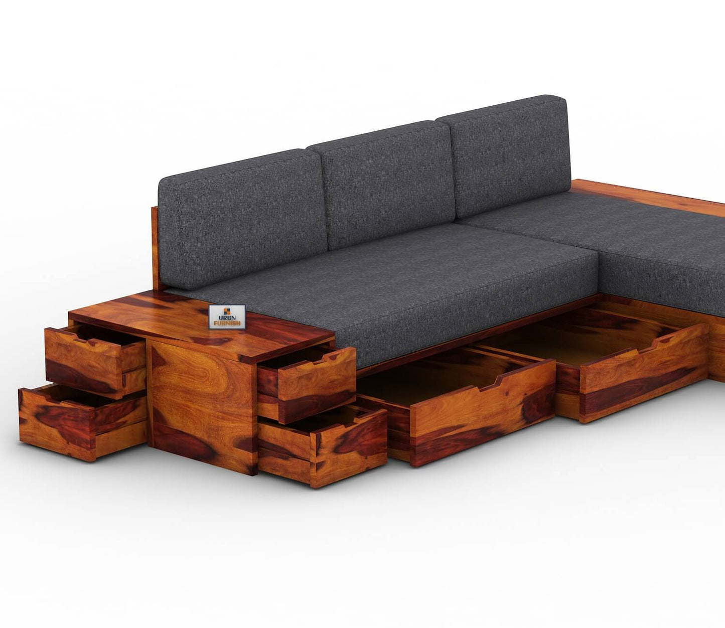 Respiro L Shape Wooden Sofa With Storage - Urbnfurnish